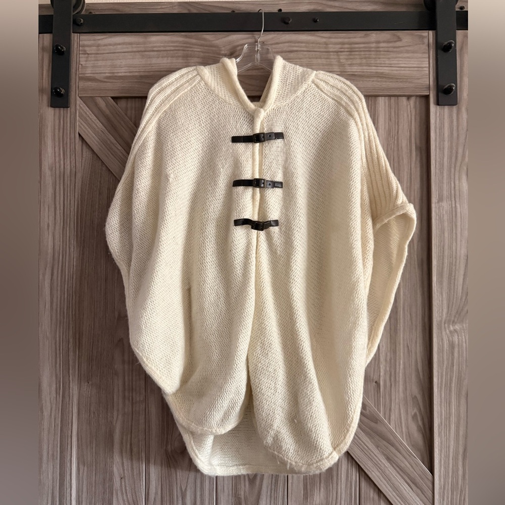 Takeout Ivory Poncho with Dark Straps